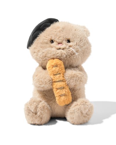 knuffel 20x25x35cm kat met stokbrood - 61104322 - HEMA