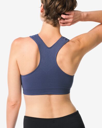 Nicht vorgeformter, b&uuml;gelloser und nahtloser Sport-BH mit Unterst&uuml;tzung Medium dunkelblau XL - 21700134 - HEMA