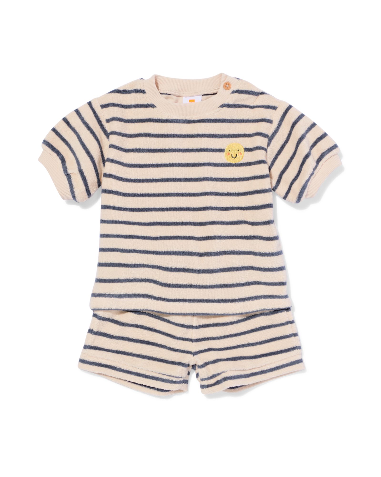 newborn kledingset badstof strepen ecru - 33418520ECRU - HEMA