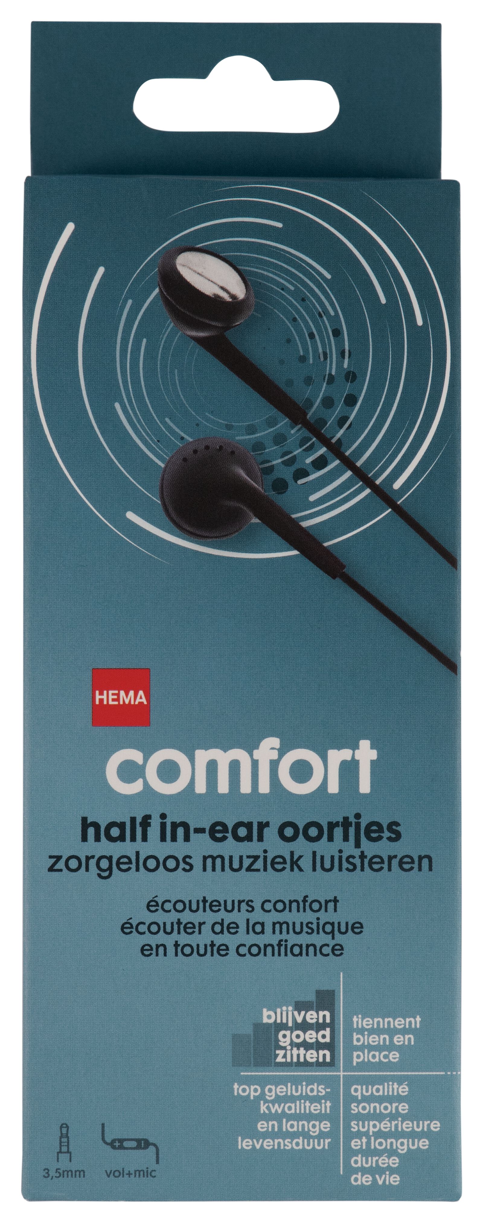 &eacute;couteurs semi-intra-auriculaires confort noir - 39620020 - HEMA