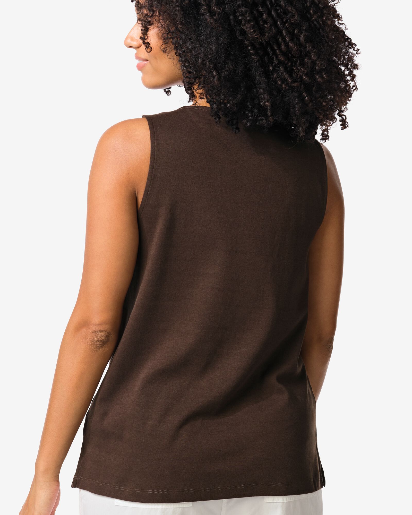 damessinglet Noah jersey donkerbruin donkerbruin - 36208860DARKBROWN - HEMA