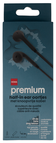 oortelefoon half in-ear premium zwart - 39620026 - HEMA