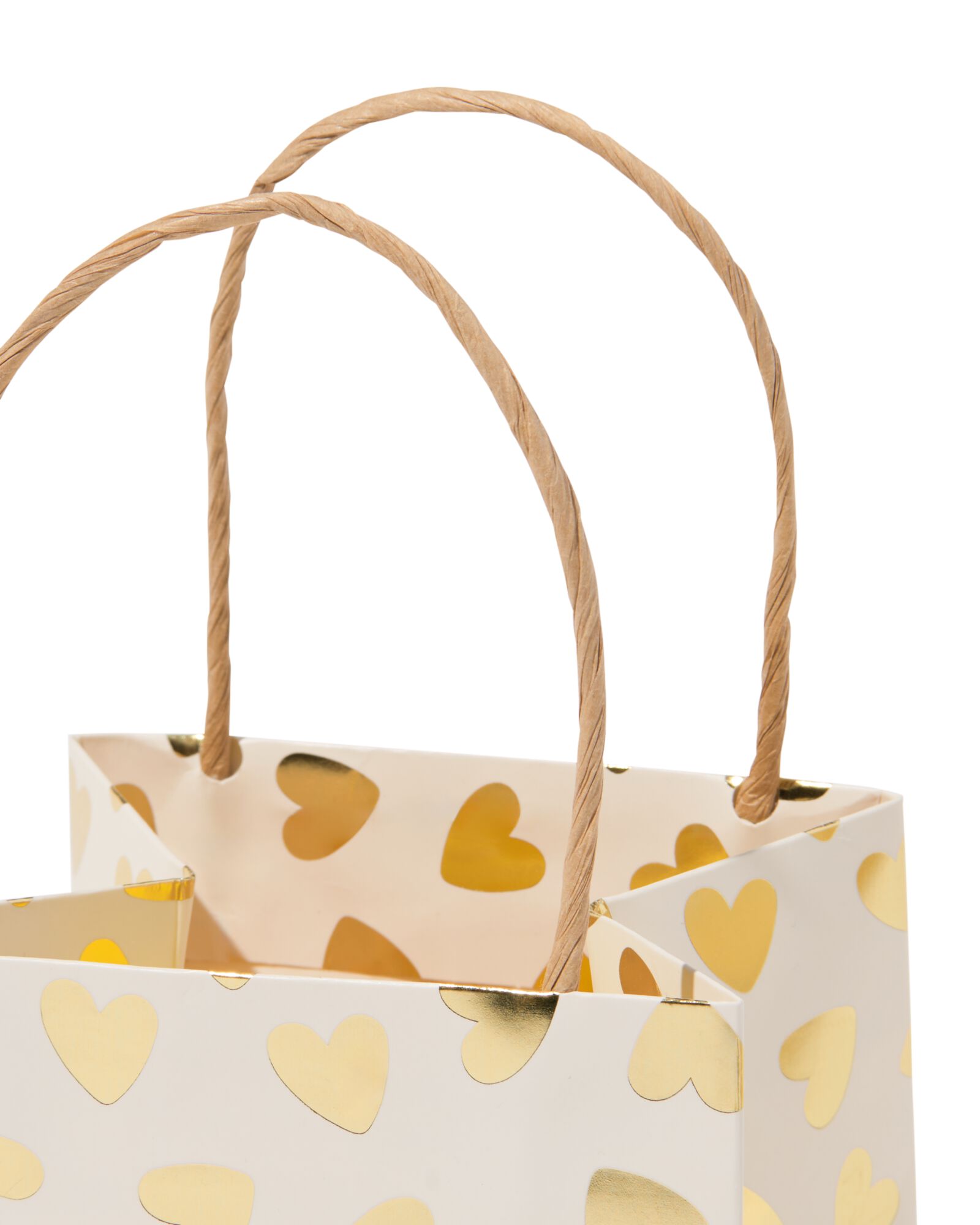cadeautasje met venster 10x11x11cm wit hartjes goud - 61100426 - HEMA