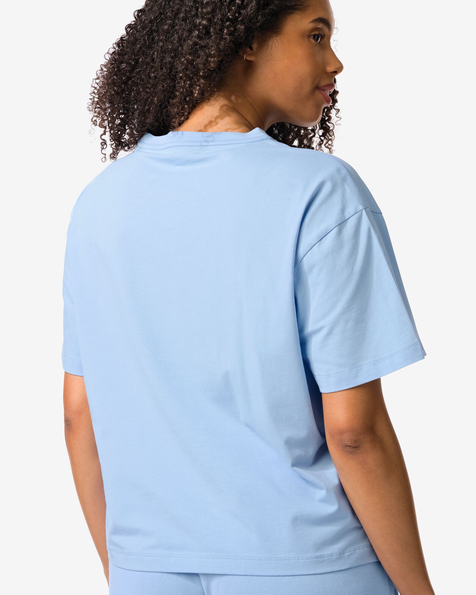 t-shirt femme boxy fit bleu clair bleu clair - 36000177LIGHTBLUE - HEMA