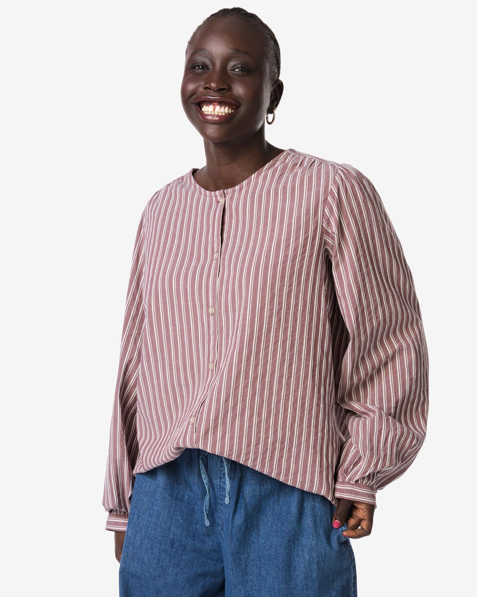 Bluse Sally gestreift bordeauxrot bordeauxrot - 36206930BURGUNDYRED - HEMA