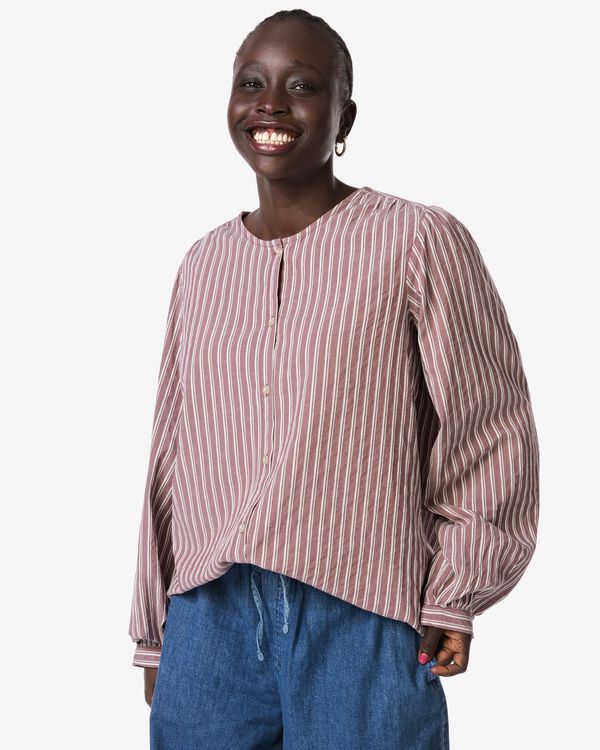 Bluse Sally gestreift bordeauxrot bordeauxrot - 36206930BURGUNDYRED - HEMA