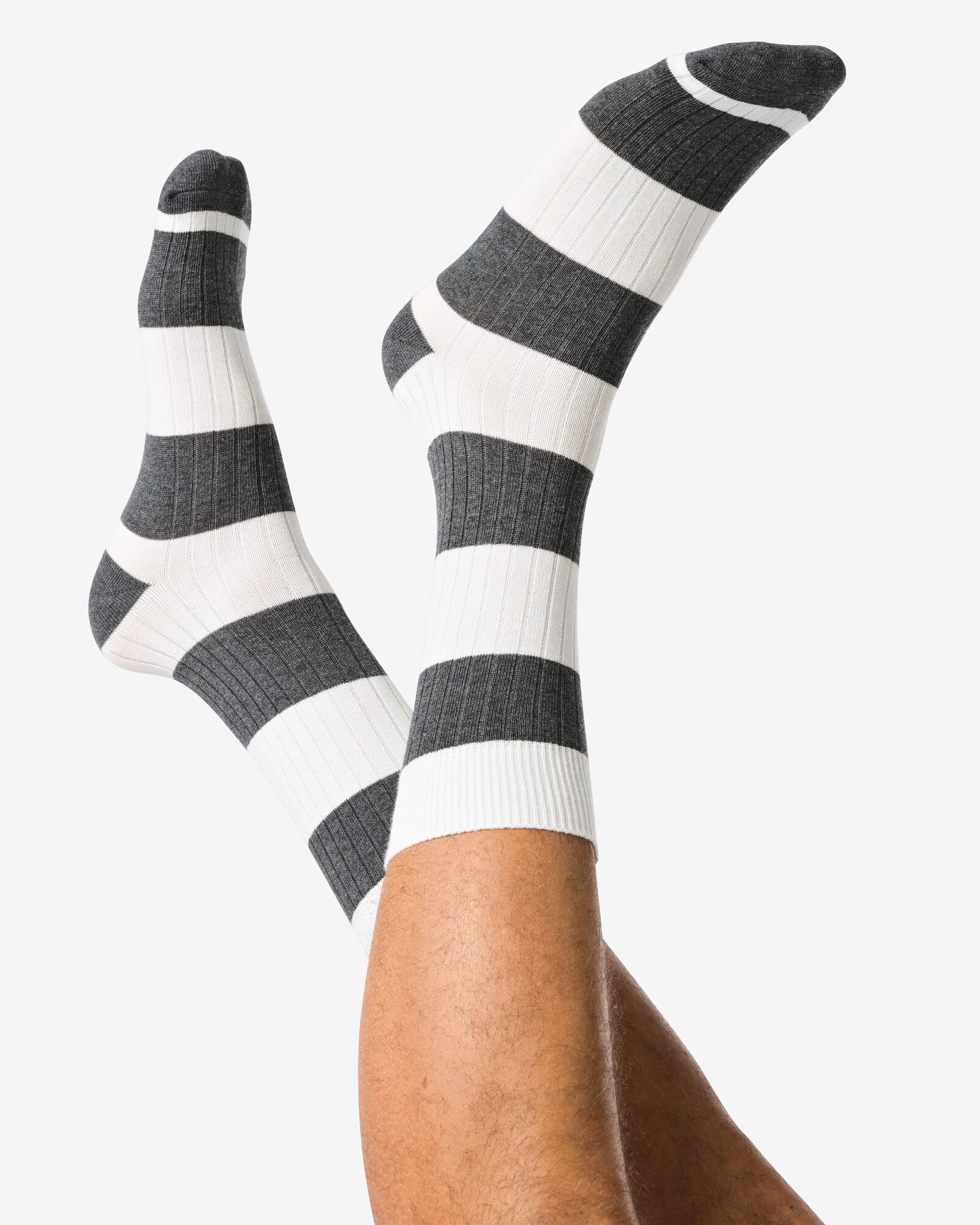 Herrensocken, gerippt, gestreift dunkelgrau - 4170425DARKGREY - HEMA