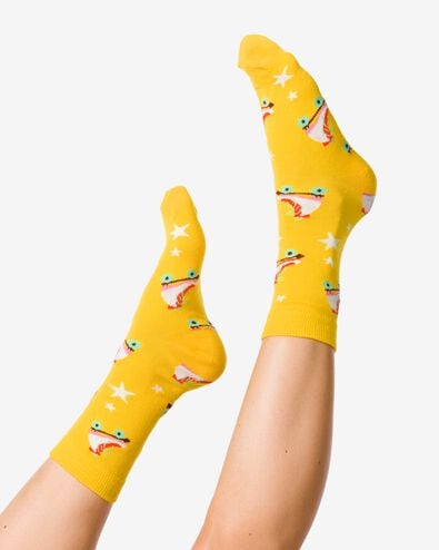 sokken met katoen you're on a roll geel 43/46 - 4141158 - HEMA