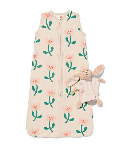 baby slaapzak met drukknoopmouwen katoen bloemen gebroken wit - 33308430OFFWHITE - HEMA