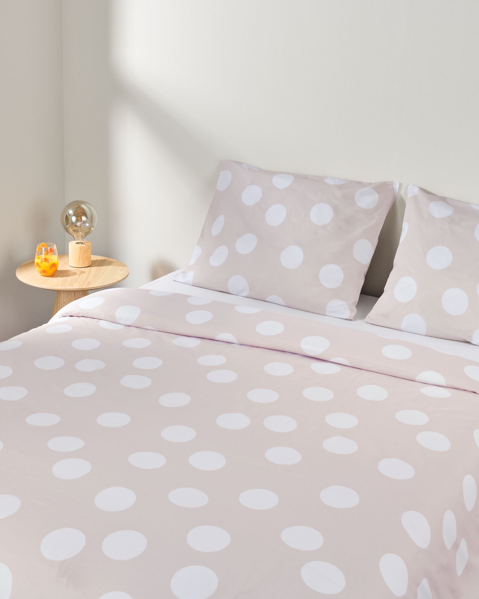 dekbedovertrek 240x200/220cm zacht katoen stippen beige - 5750142 - HEMA