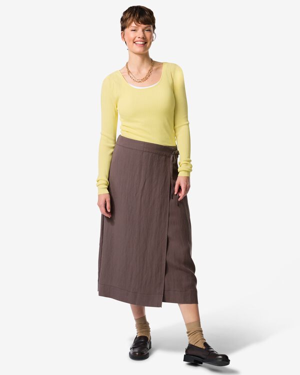 jupe portefeuille femme Inez coupe classique marron marron - 36207390BROWN - HEMA