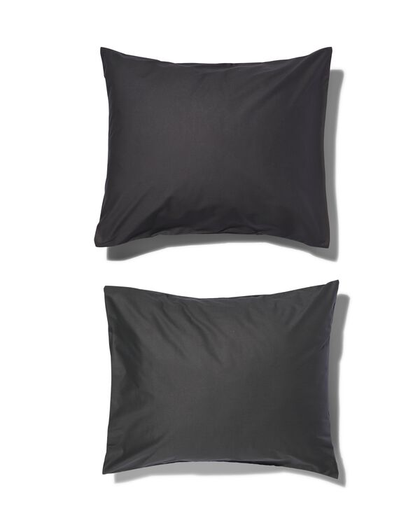 taies d'oreiller 60x70cm coton doux gris fonc&eacute; - 5180035 - HEMA