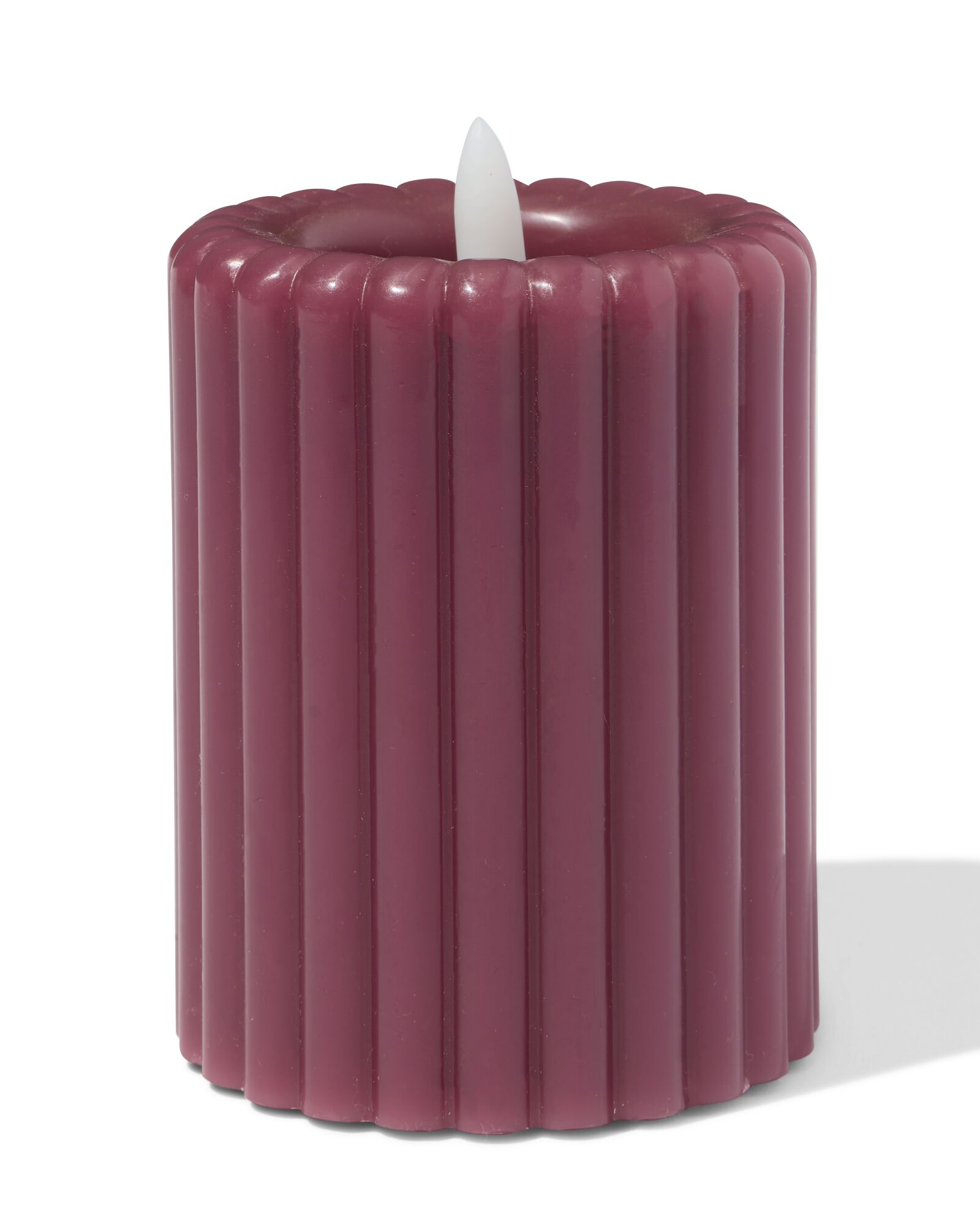 bougie led ⌀7,5x10cm nervur&eacute;e aubergine - 13550128 - HEMA