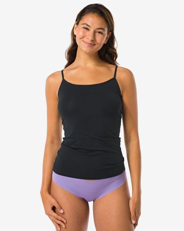 d&eacute;bardeur femme coton &agrave; bretelles spaghetti noir - 1000002181 - HEMA