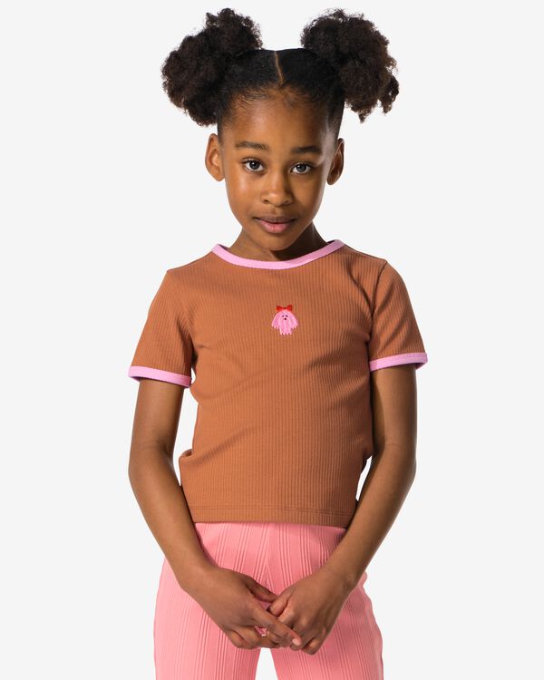 Kinder-T-Shirt gerippt mit Hund braun braun - 30859005BROWN - HEMA