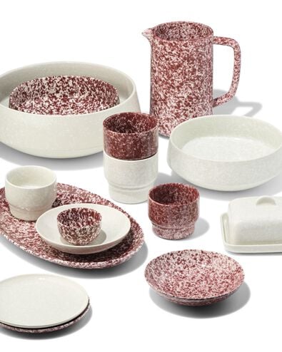 Sch&auml;lchen &Oslash; 7 cm, Trend, Steingut, gesprenkelt, weinrot - 9650362 - HEMA