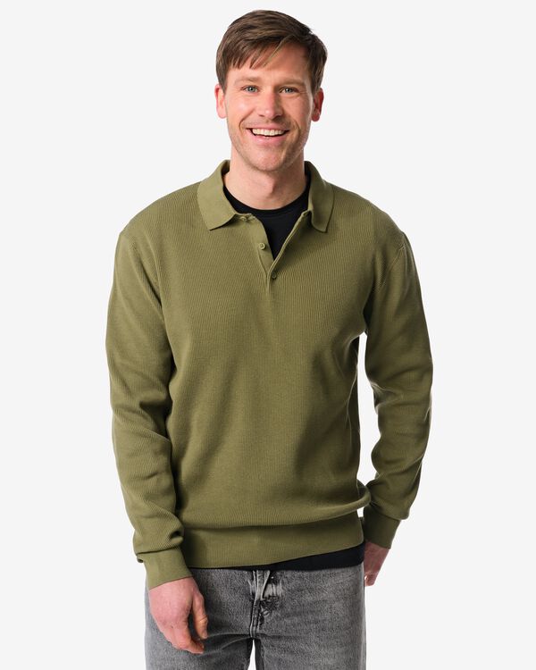 Herrenpullover Karel, Rippstrick mittelgr&uuml;n mittelgr&uuml;n - 2130030MIDGREEN - HEMA