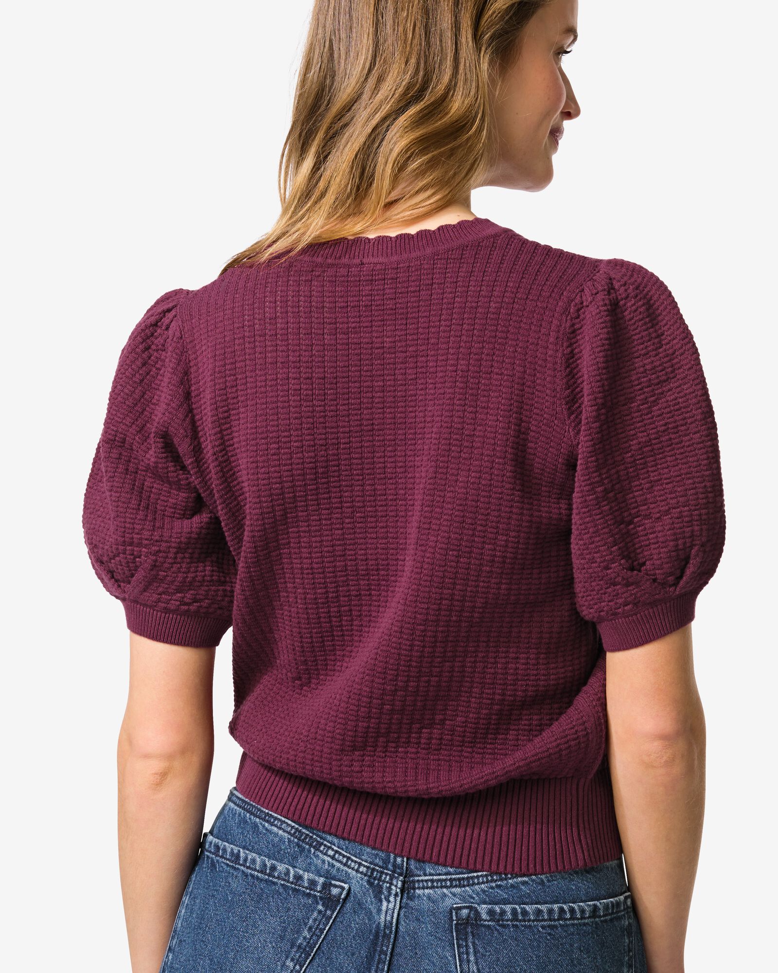 Damenpullover Franka Strukturstrick bordeauxrot bordeauxrot - 36208170BURGUNDYRED - HEMA