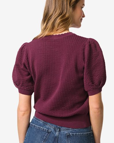Damenpullover Franka Strukturstrick bordeauxrot bordeauxrot - 36208170BURGUNDYRED - HEMA