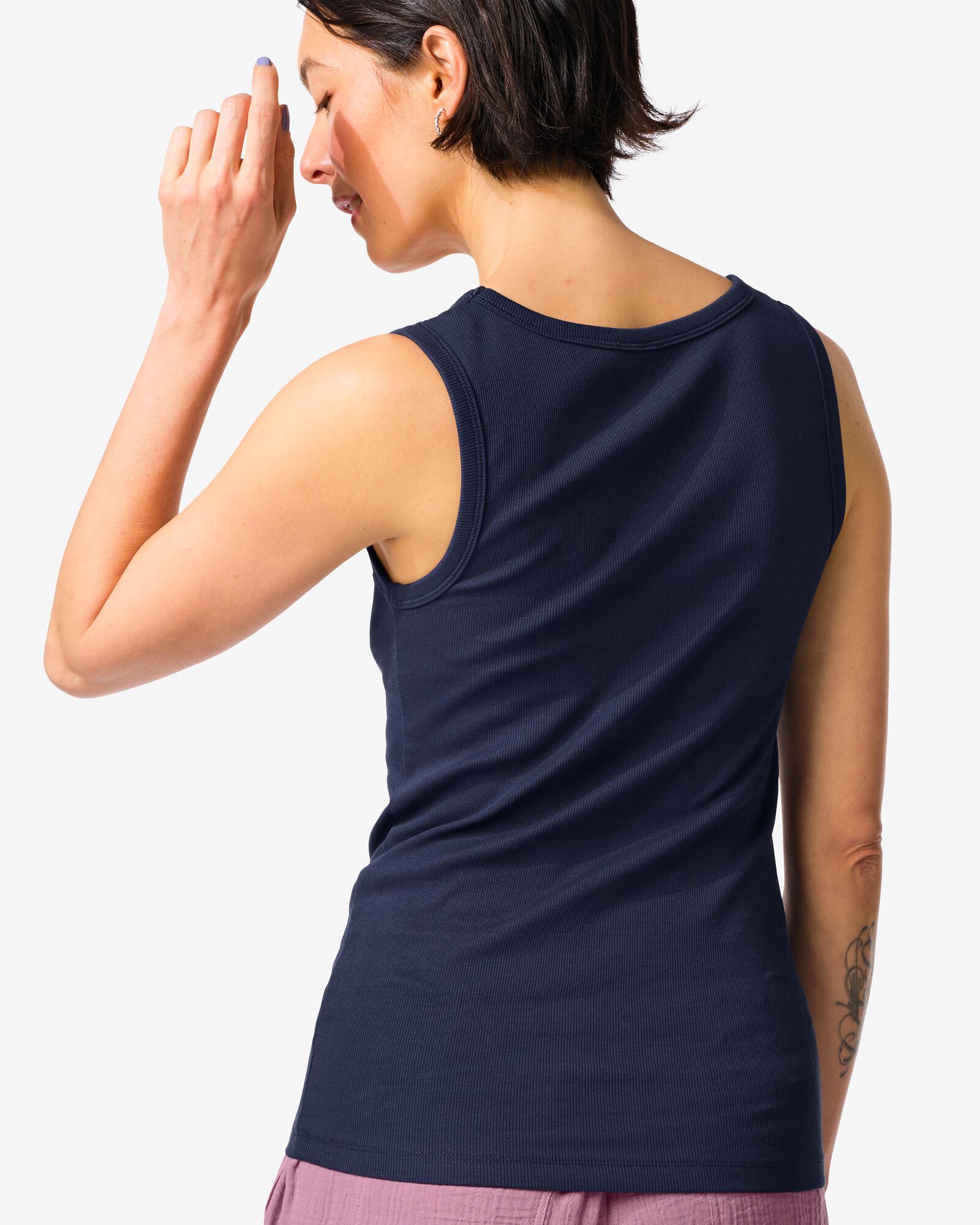 Damentop Anouk gerippt dunkelblau dunkelblau - 36310570DARKBLUE - HEMA