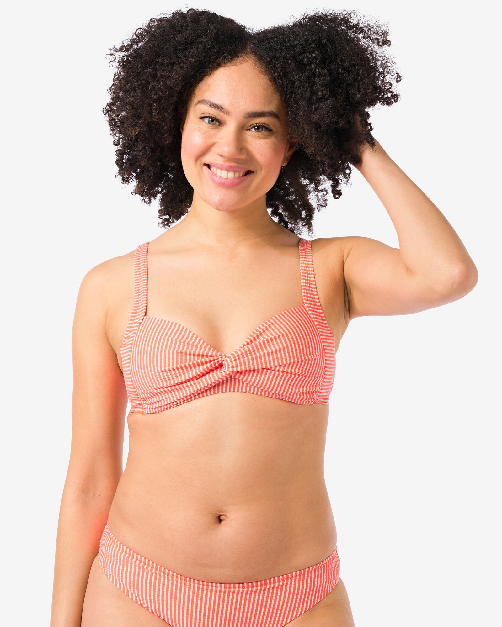 damesbikinitop seersucker roze - 22352010PINK - HEMA