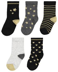 5er-Pack Kinder-Socken, Glitter schwarz schwarz - 1000024605 - HEMA