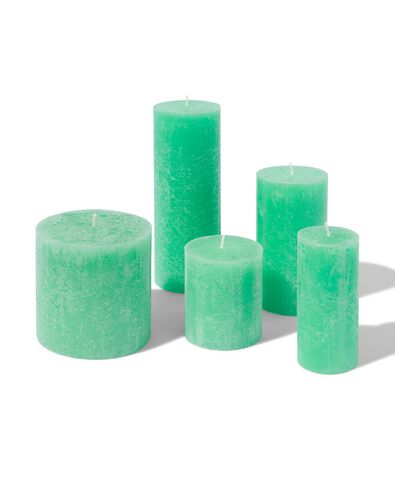 bougies rustiques vert 5 x 11 - 13502984 - HEMA