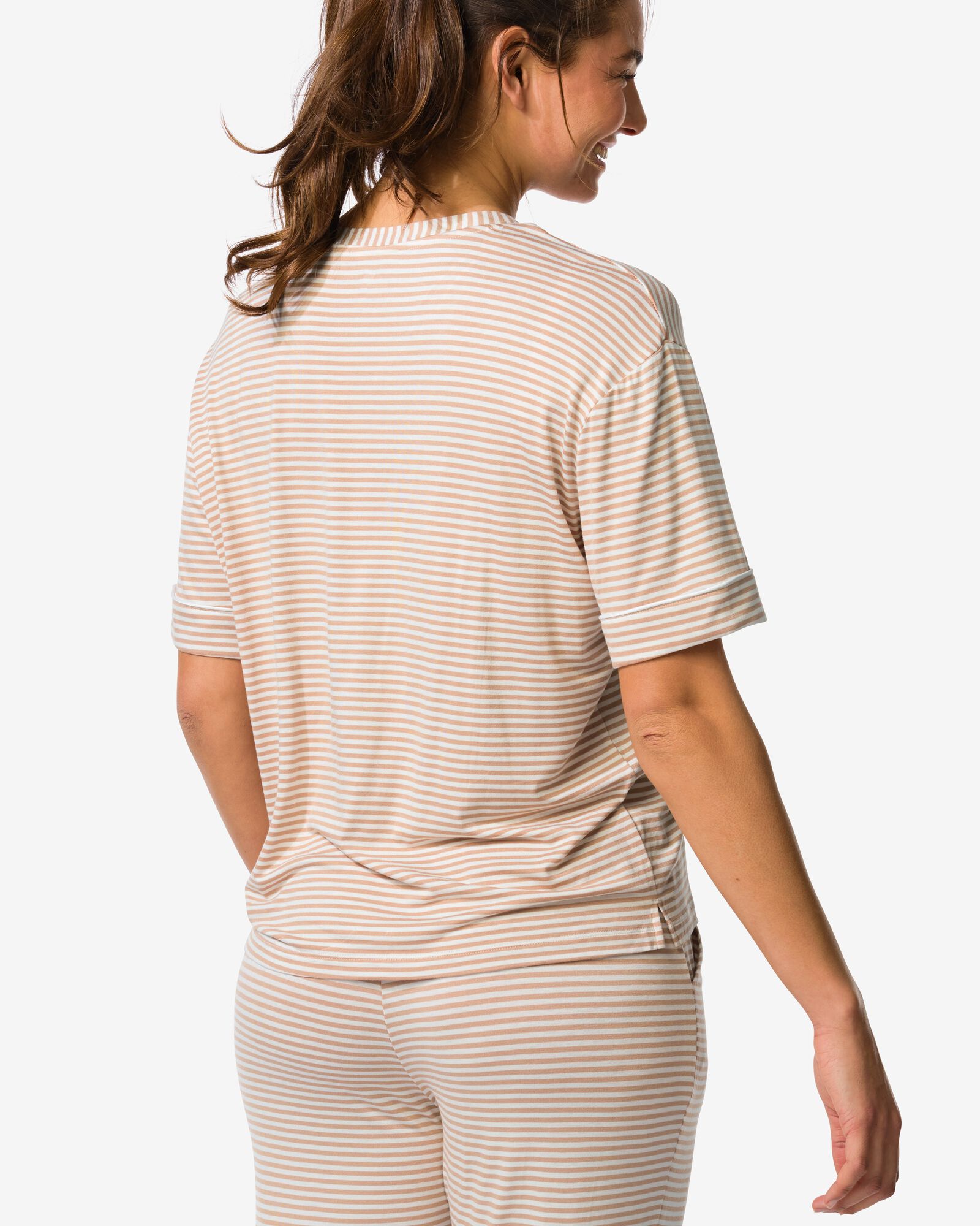 haut de pyjama femme jersey rayures beige beige - 23401670BEIGE - HEMA