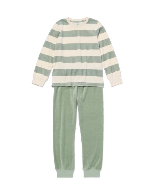 Pyjama ray&eacute; en velours pour enfants vert vert - 23001350GREEN - HEMA