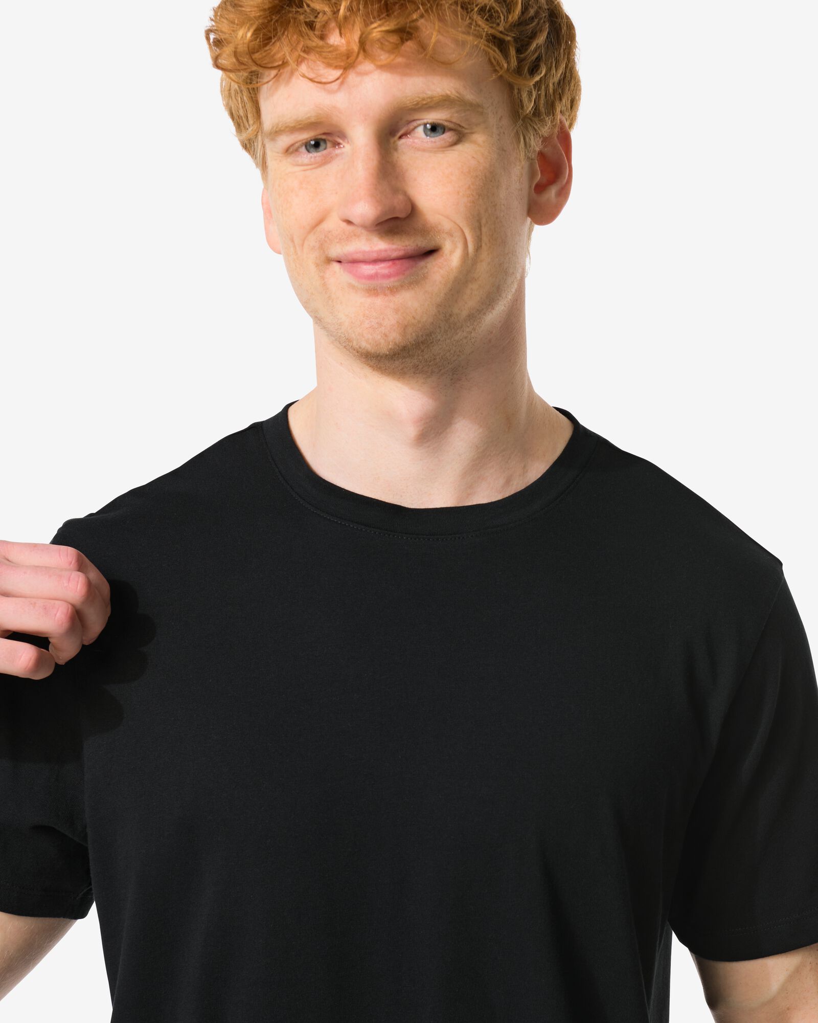 heren t-shirt regular fit o-hals extra lang - 2 stuks zwart zwart - 1000009971 - HEMA