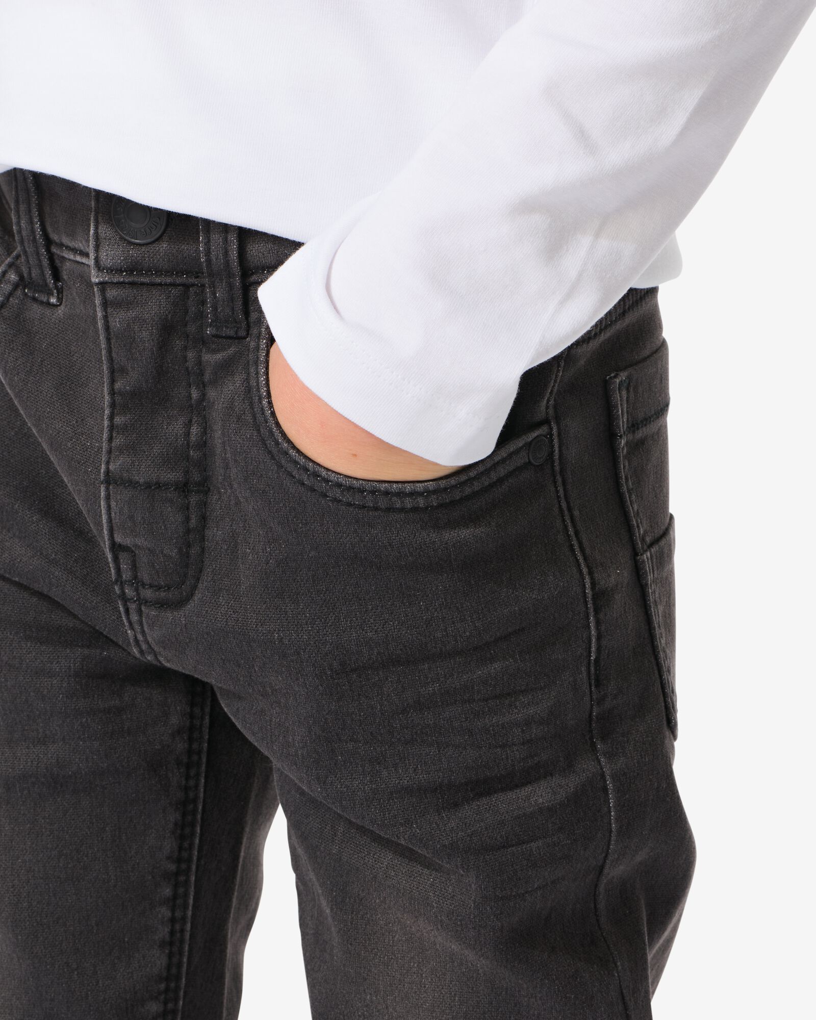 kinder broek jogdenim skinny fit zwart zwart - 1000028288 - HEMA