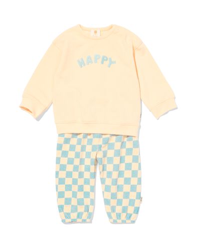 newborn kledingset jersey blokken  ecru ecru - 33438820ECRU - HEMA