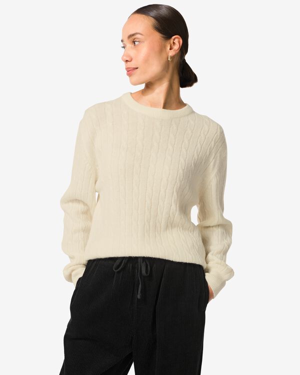 dames kabeltrui Fiep gebroken wit gebroken wit - 36205160OFFWHITE - HEMA