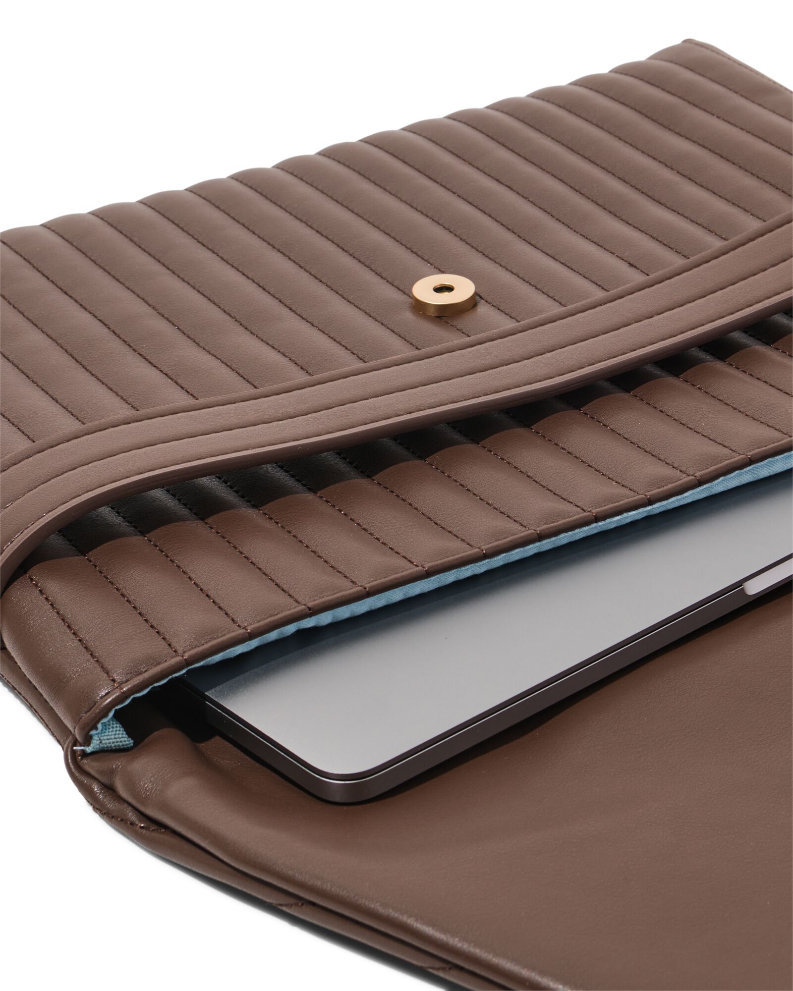 Laptoptasche 37 x 28 x 2,5 cm mit Umschlag, durchgesteppt dunkelbraun - 18760012 - HEMA
