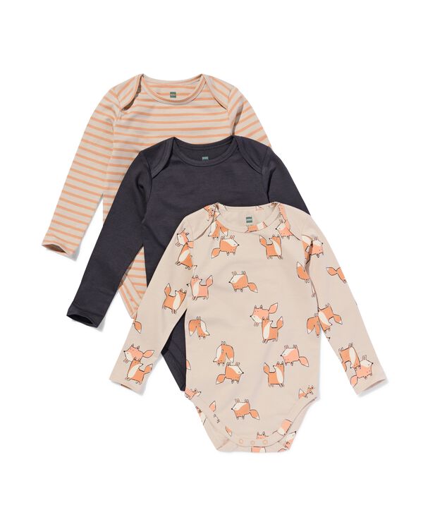 Strampler aus Bio-Baumwolle mit Stretch, Fuchs &ndash; 3 St&uuml;ck hellgrau hellgrau - 33312430LIGHTGREY - HEMA