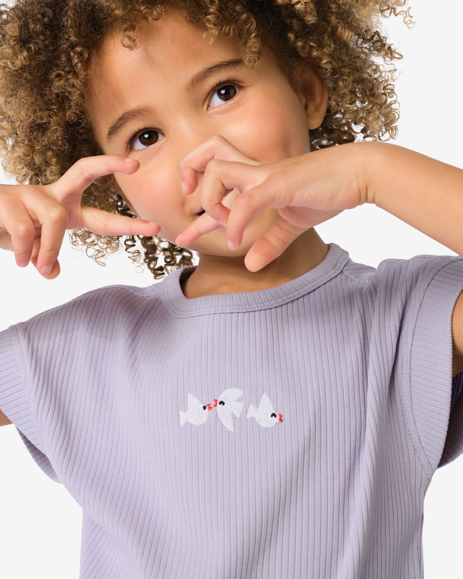 Kinder-T-Shirt, Stickerei violett - 30856107PURPLE - HEMA