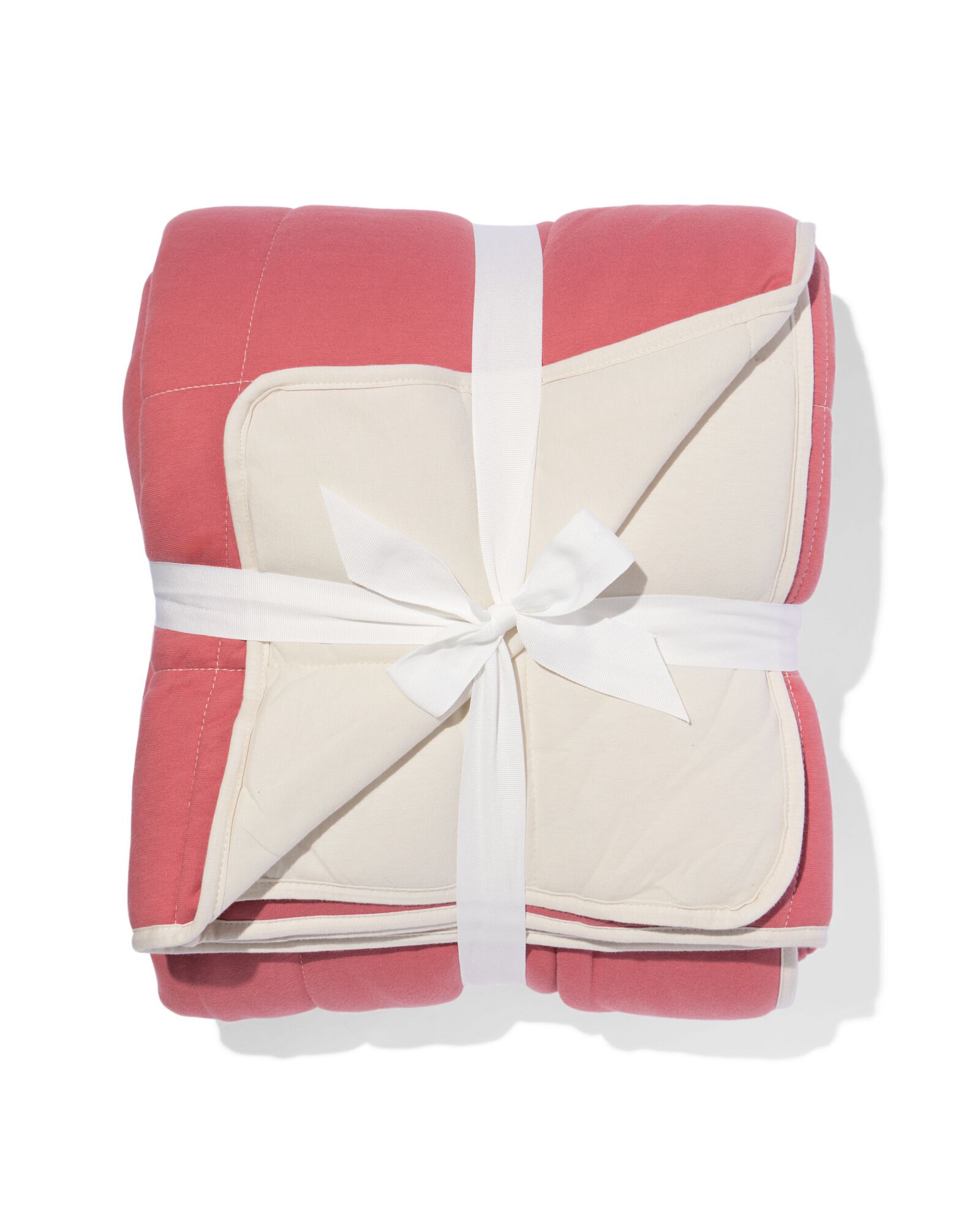 Couvre-lit jersey carreaux beige / rouge 260 x 235 - 5760102 - HEMA