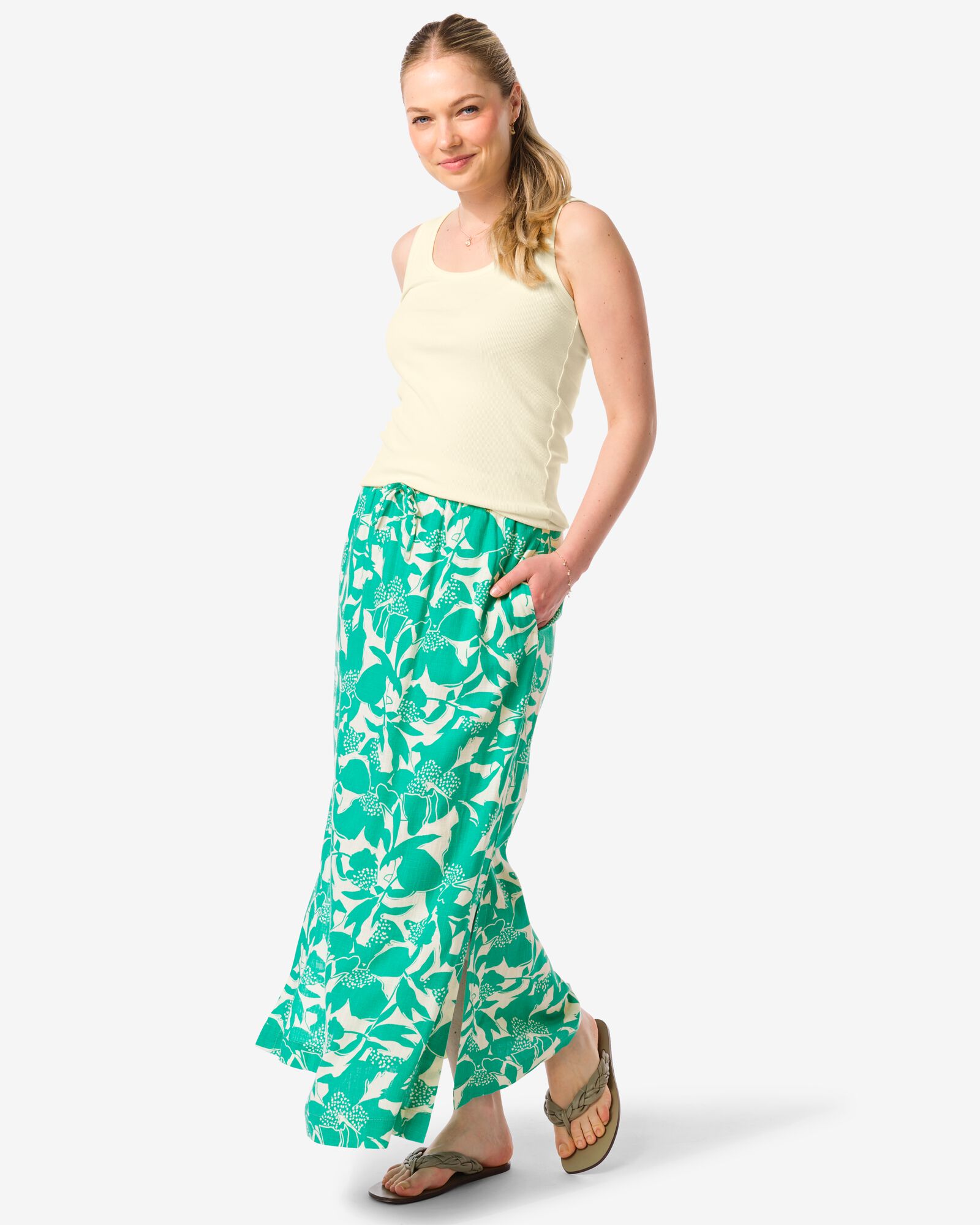 jupe femme Kate avec lin vert - 36229170GREEN - HEMA