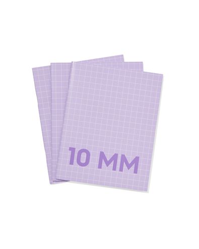 3 cahiers lilas format A5 - à carreaux 10mm - 14120211 - HEMA