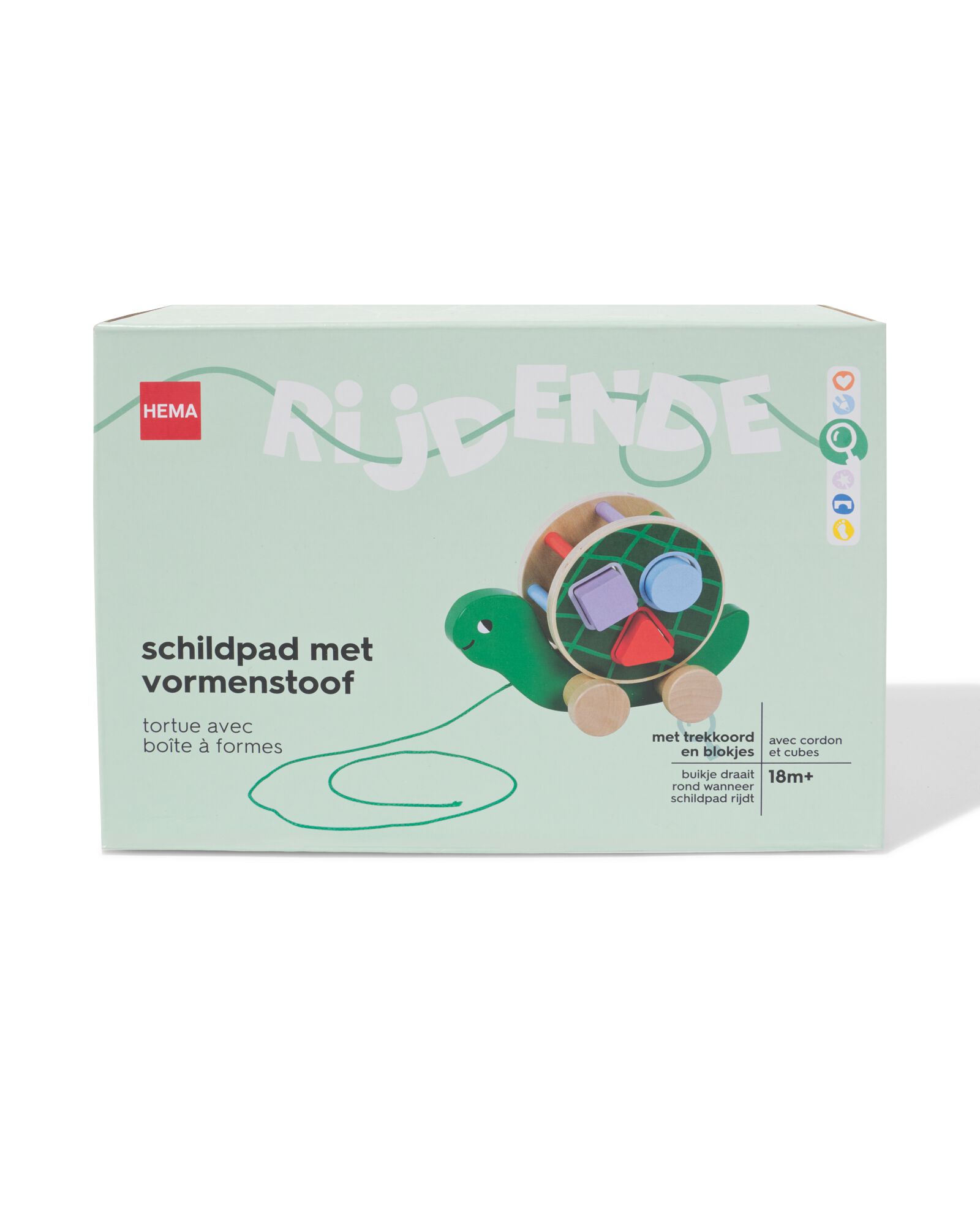 jouet tortue avec son 22x15,5x10cm bois - 15100230 - HEMA