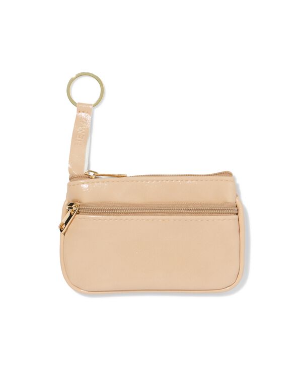 sleutel etui 12x8cm kunstleer beige - 18160036 - HEMA
