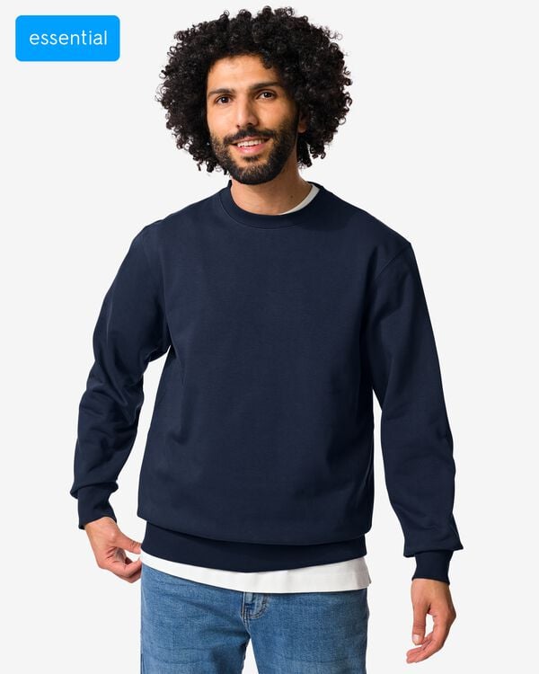 pull homme Daryl coupe classique molleton bleu fonc&eacute; bleu fonc&eacute; - 2148130DARKBLUE - HEMA