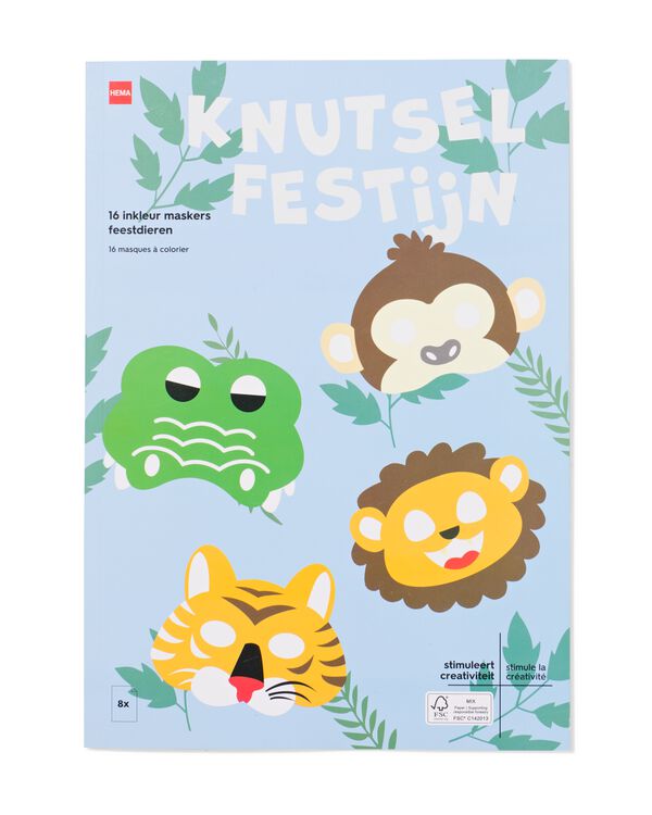 inkleur maskers feestdieren - 16 stuks - 15900361 - HEMA