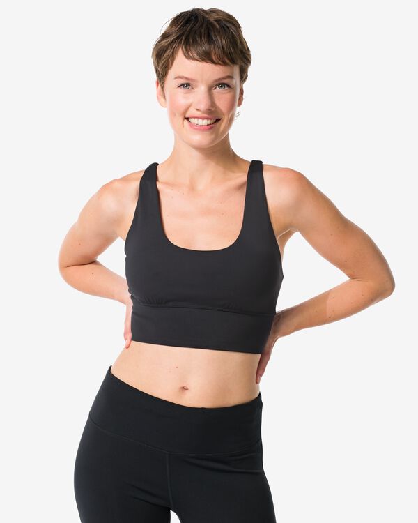 voorgevormde sportbh light support zonder beugel zwart zwart - 21700255BLACK - HEMA
