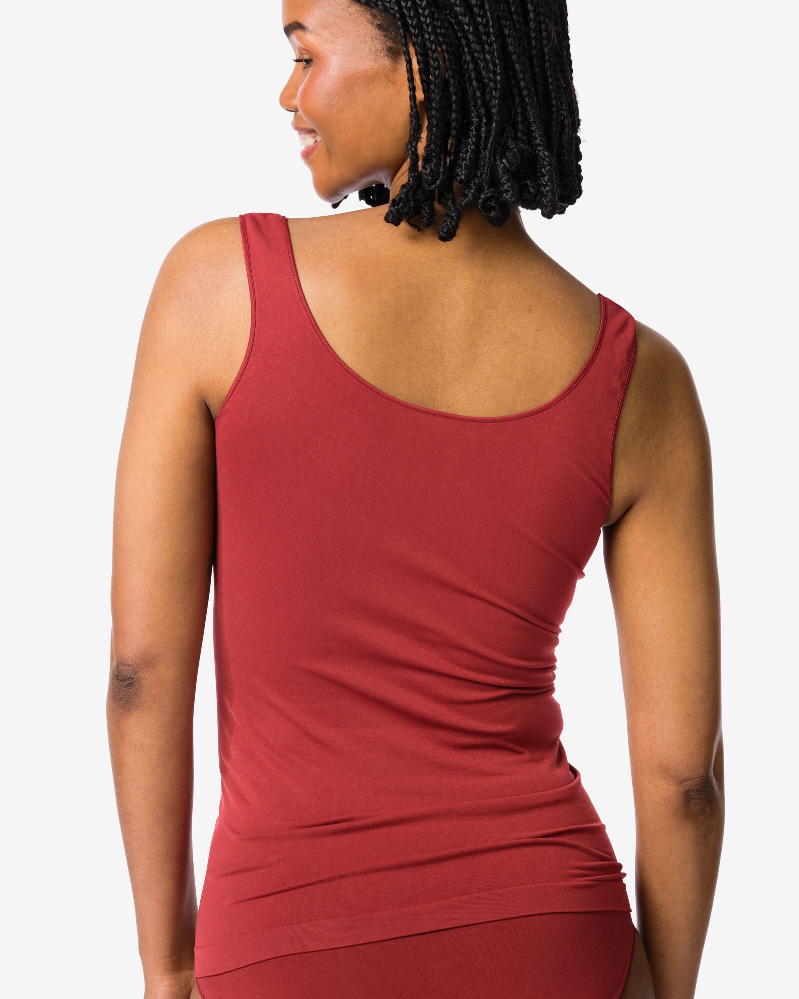 d&eacute;bardeur femme sans couture microfibre bretelles spaghetti rouge fonc&eacute; - 19601704DARKRED - HEMA