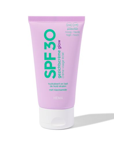 cr&egrave;me solaire pour le visage glow SPF30 50ml - 11640026 - HEMA