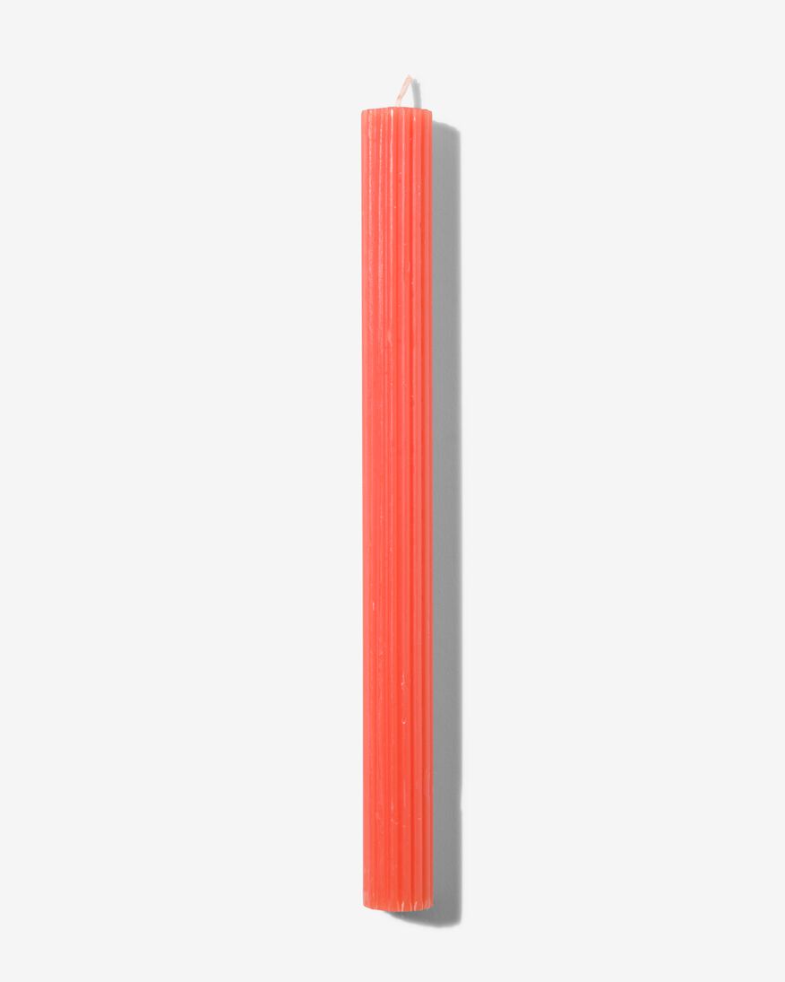 lange Haushaltskerze, gerippt, Ø 2 x 24 cm, orange - 13502925 - HEMA