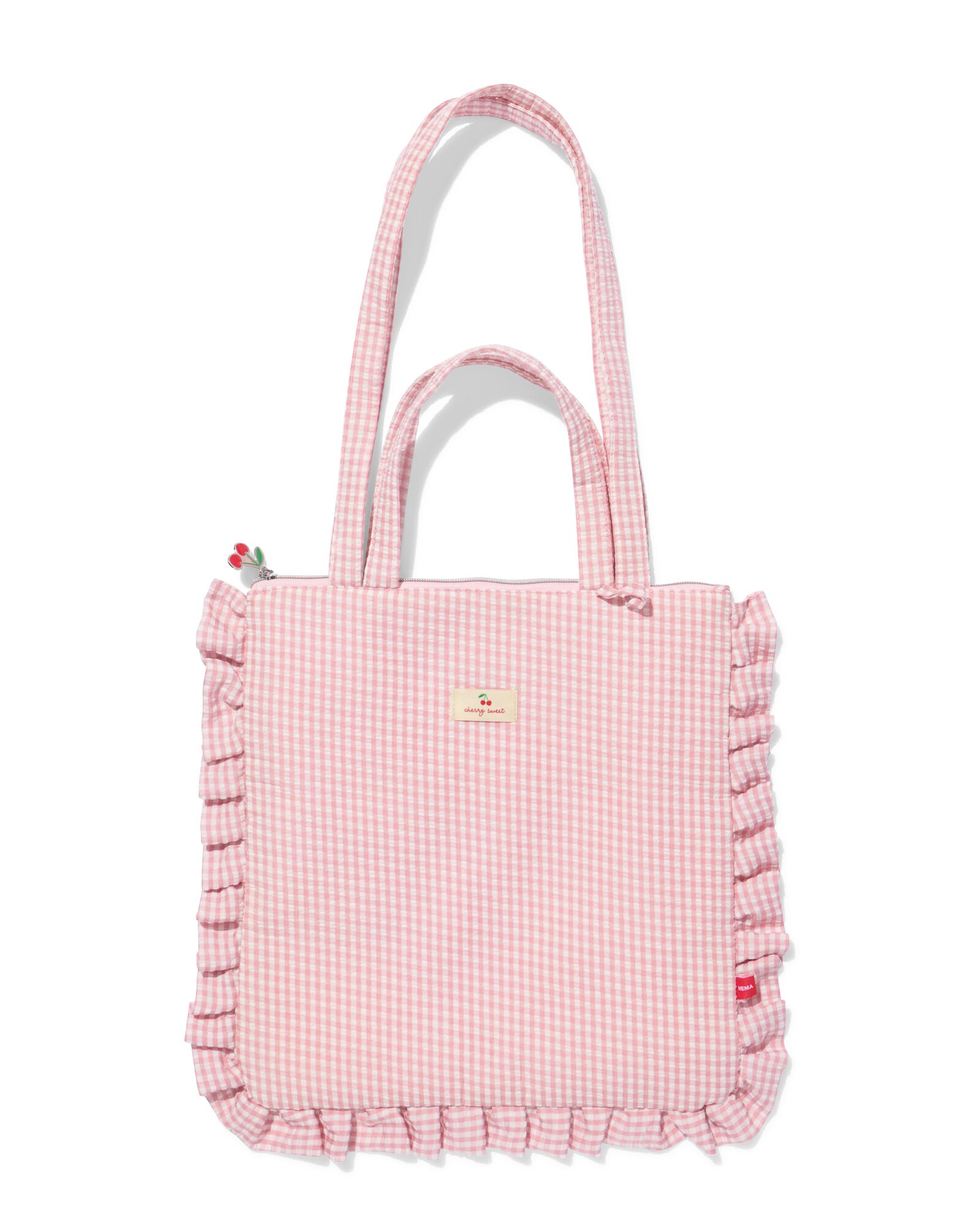 Tasche, 36 x 37,5 cm, Seersucker, R&uuml;schen, kariert - 61104518 - HEMA