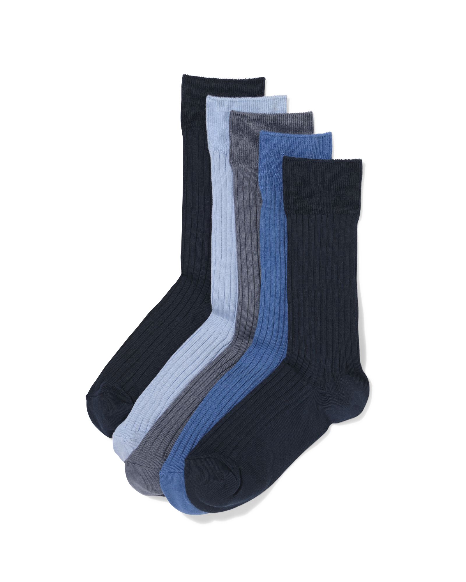 herensokken rib - 5 paar donkerblauw donkerblauw - 4151020DARKBLUE - HEMA