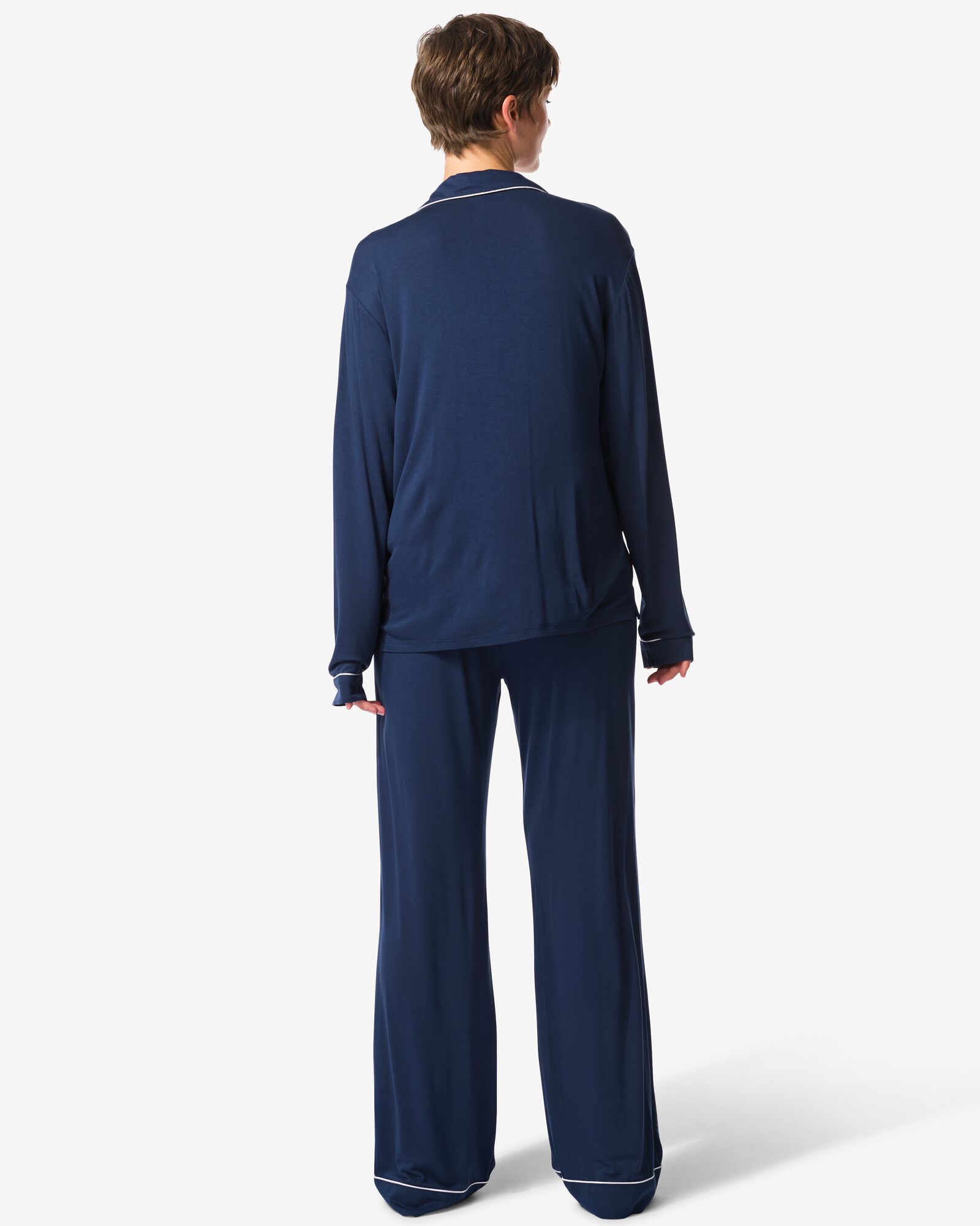 damespyjama donkerblauw donkerblauw - 23418250DARKBLUE - HEMA